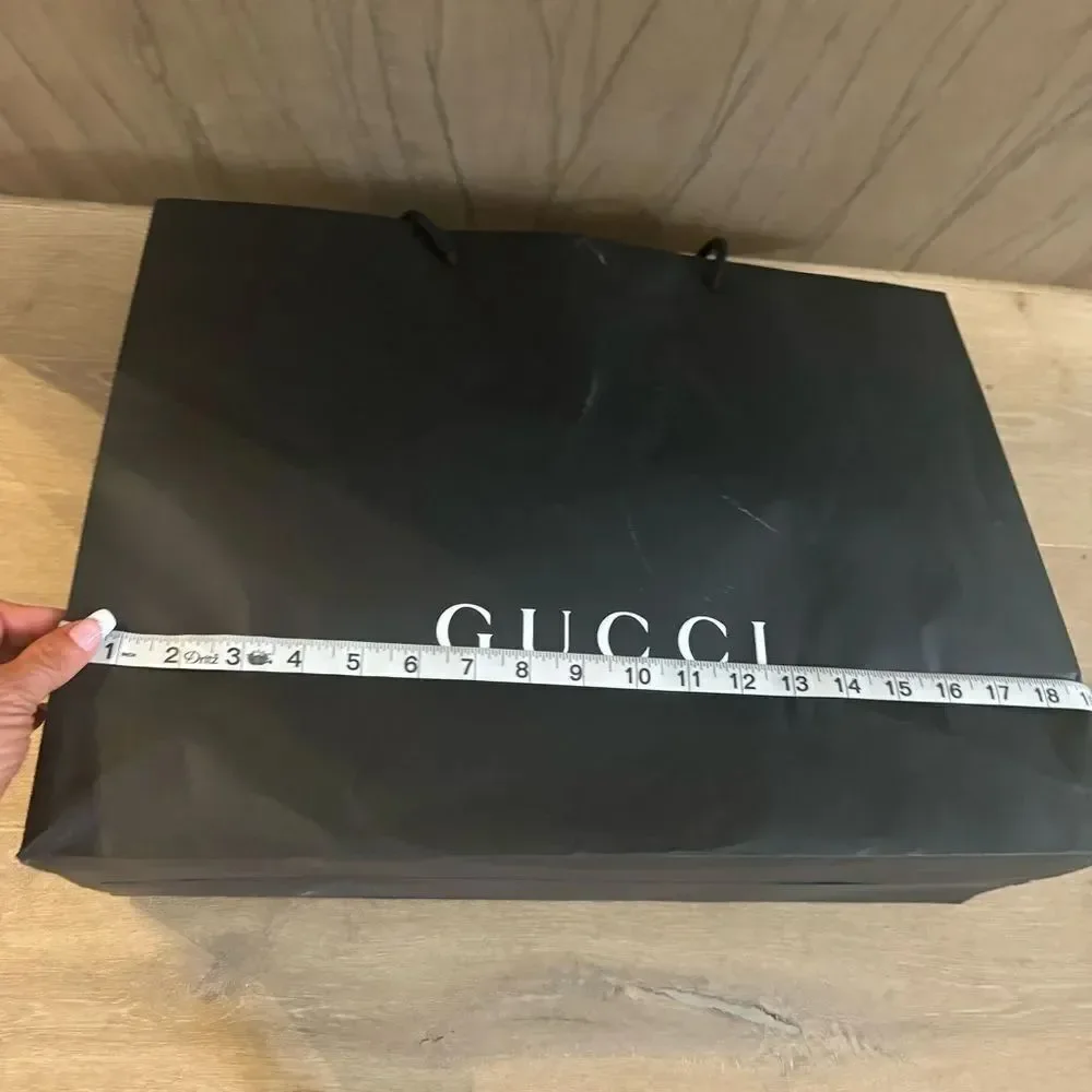 GUCCI Black Spell Out Shopping Bag